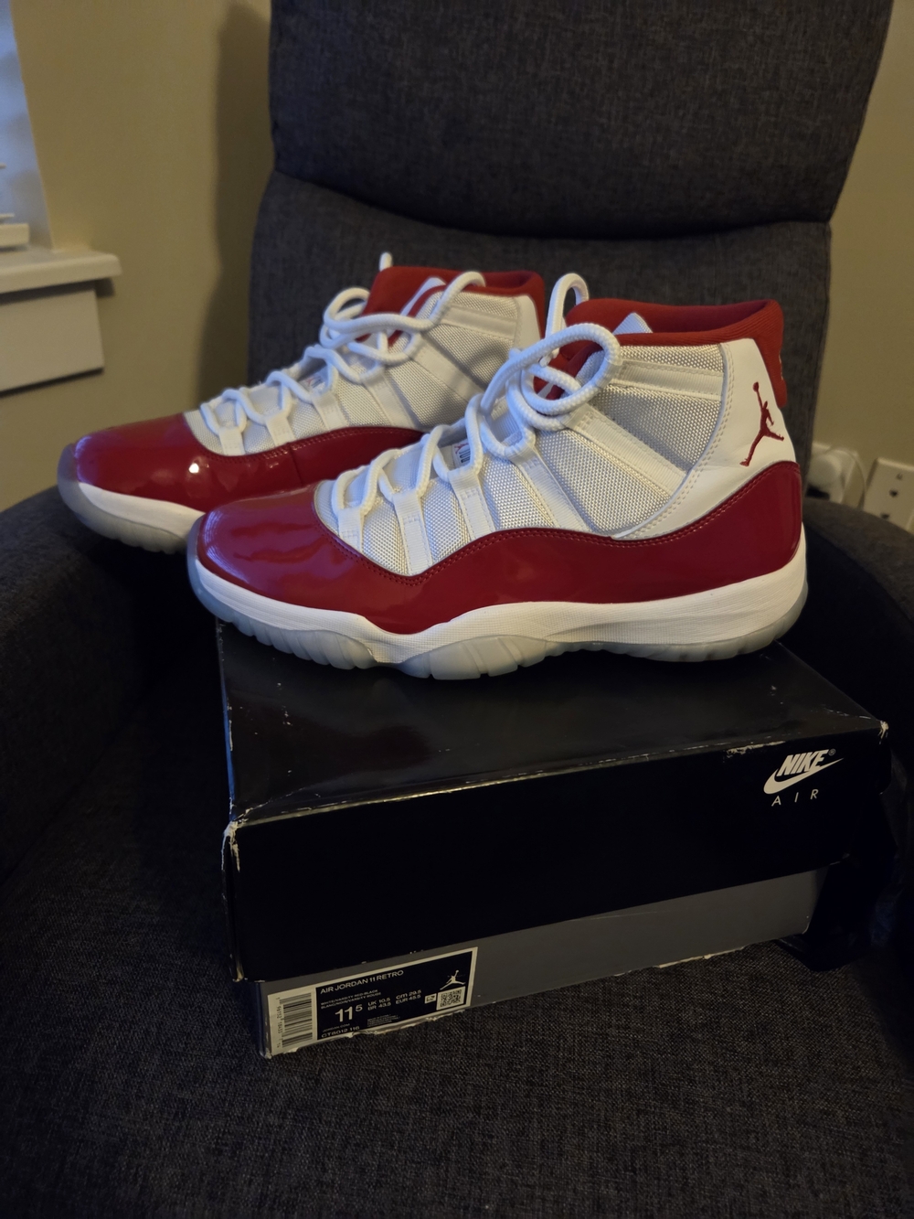 Jordan Retro High Top Sneakers in White and Red